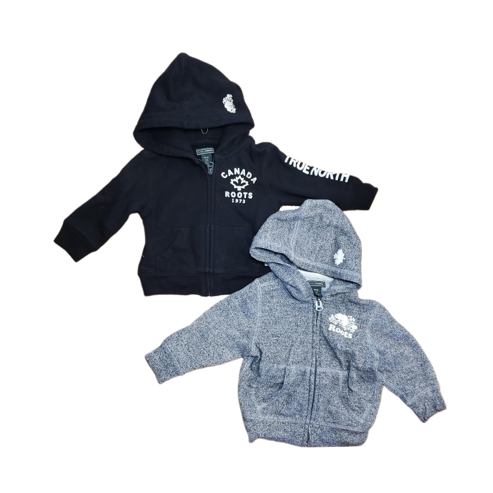 Baby Roots 6-12m Bundle Set of 2 Full Zip Hoodie Sweatshirts